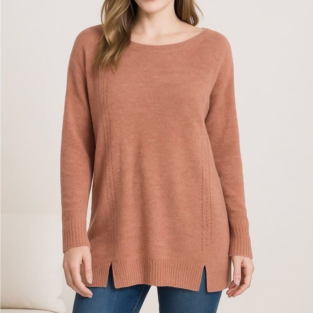 Barefoot Dreams Cozychic Ultra Lite Dockside Pointelle Pullover Amber Glow Large